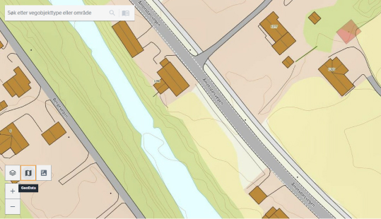 Viser eksempel på GeoData og zoom inn og ut knappen